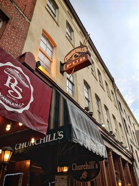 Churchills savannah - Sat 11:00 AM - 12:00 AM. (912) 232-8501. https://www.churchillsonbay.com. Churchill's Pub & Restaurant is more than 9,000 square feet of bar, restaurant and banquet facility located in Savannah, Ga. The restaurant is British-owned and named after Sir Winston Churchill. Its specialties include rooftop dining and an outside bar.